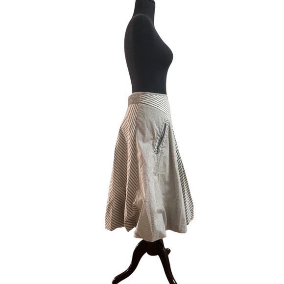 Donna Karen Striped Natural and Gray Pouf skirt Size 6 - Picture 4 of 13